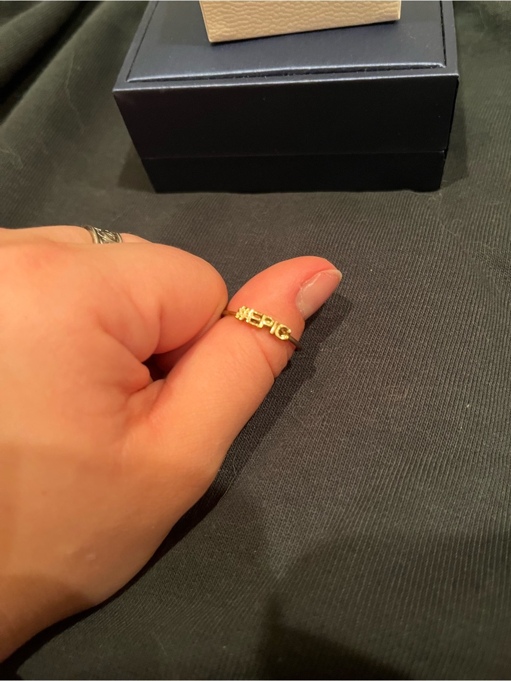 Gold 'EPIC' Letter Ring - Gold Tone